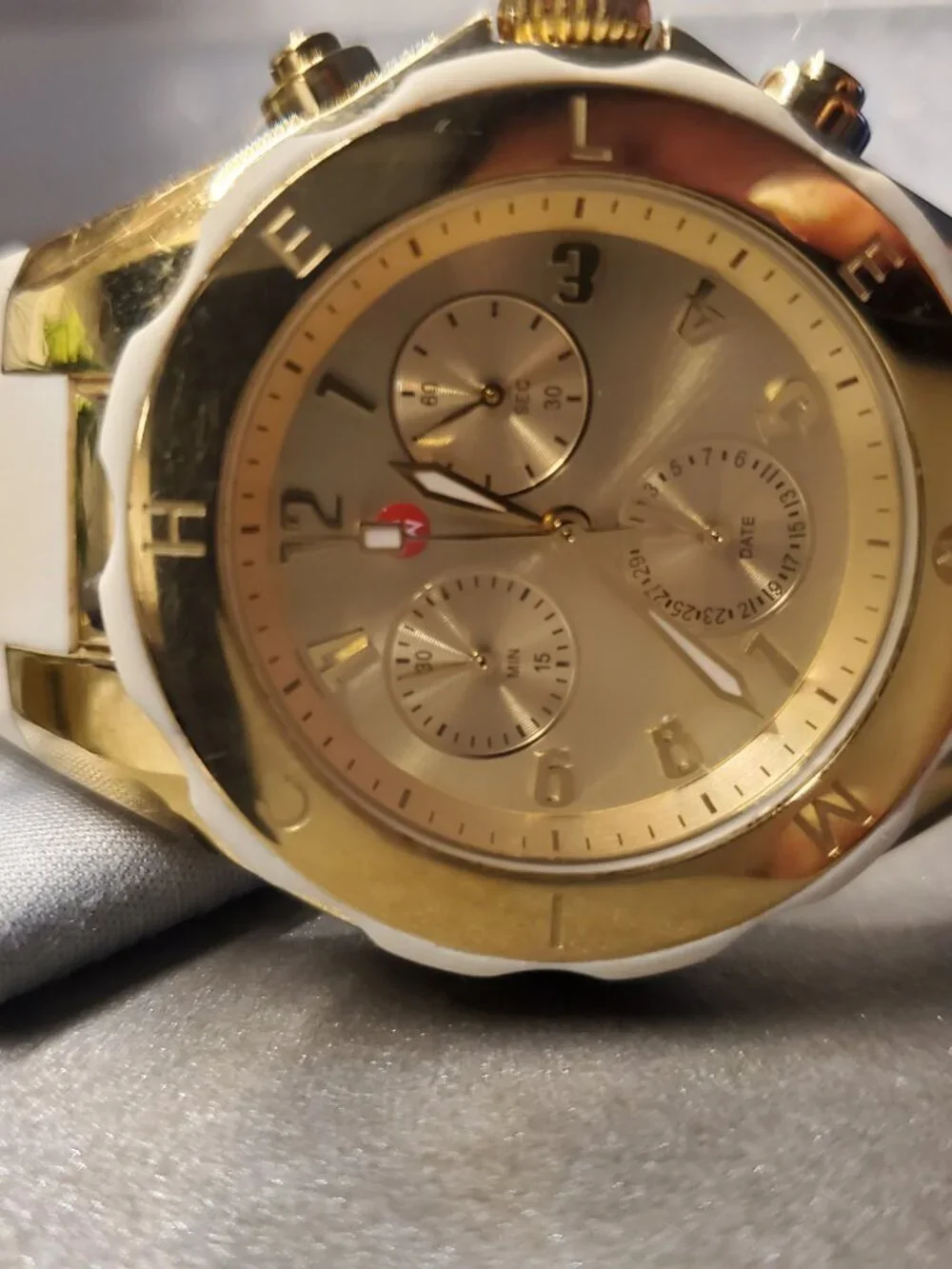Michele Gold Tahitian Jelly Bean Chronograph Watch